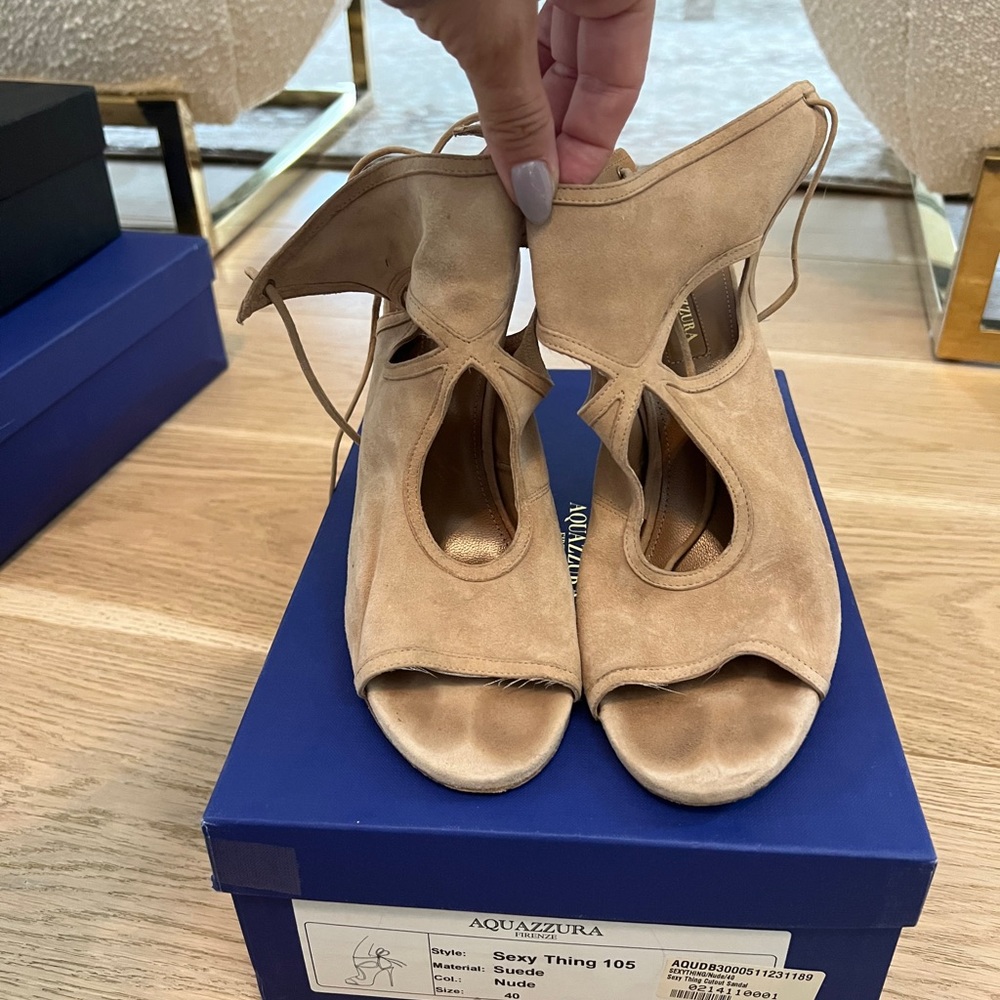 Aquazzura Sexy Thing 105 in nude size 40